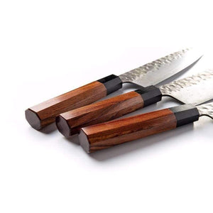 3 Couteaux en acier damas pour la cuisine - ForgeOrigine
