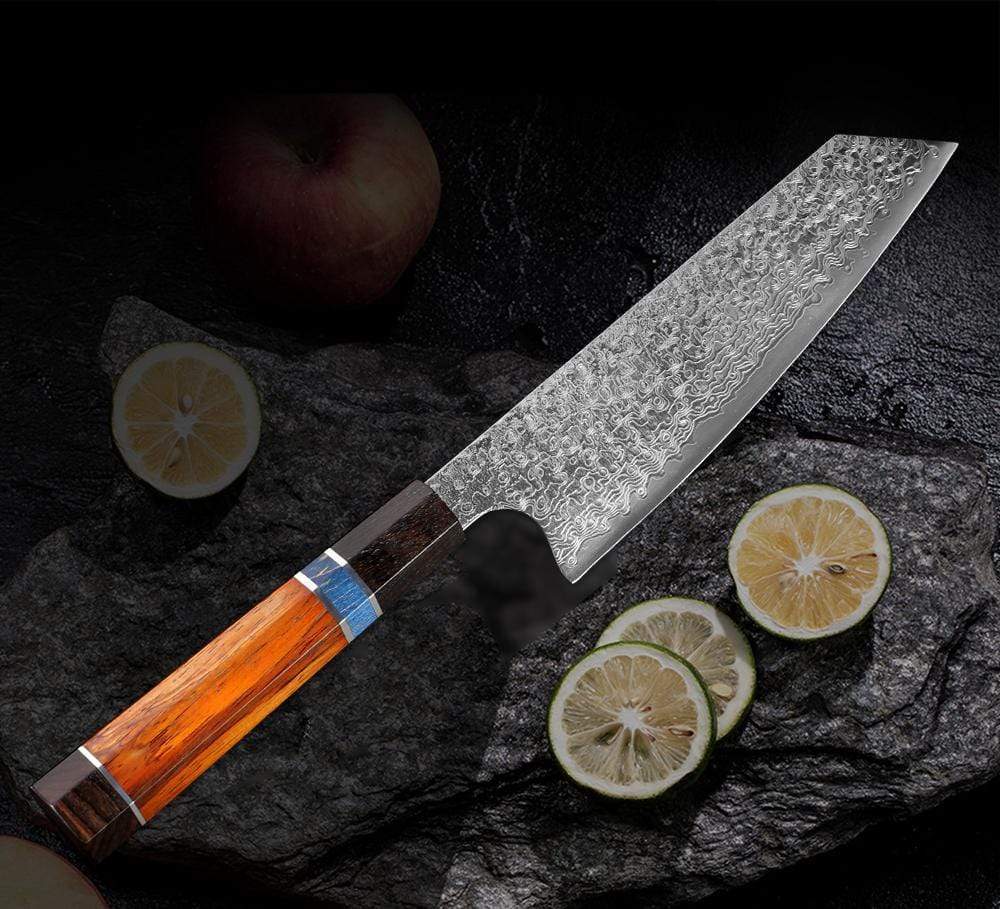 Couteau de cuisine en lame damassé à viande - ForgeOrigine