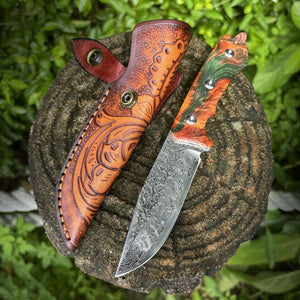 Couteau fixe en damas - ForgeOrigine