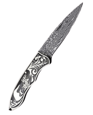 Couteau à lame damassée design - ForgeOrigine