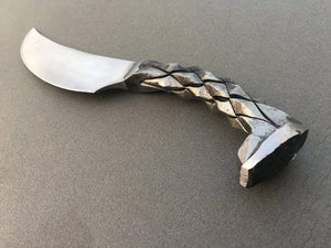Couteau brut de forge courbé et torsadé - ForgeOrigine