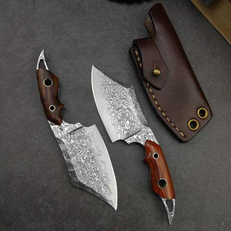 Couteau bushcraft damas type hachette - ForgeOrigine