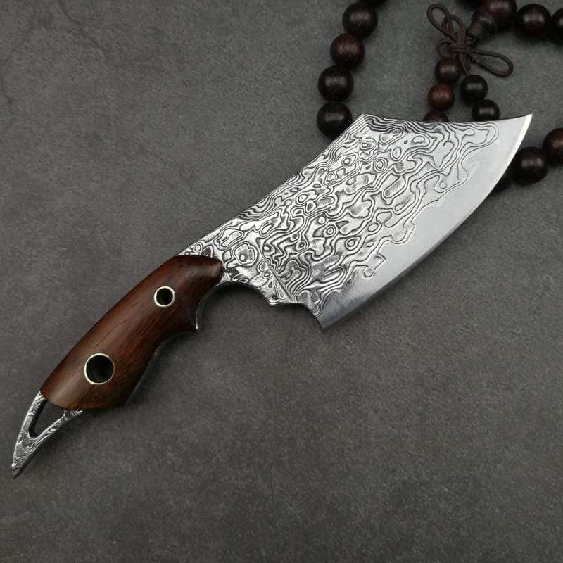 Couteau bushcraft damas type hachette - ForgeOrigine
