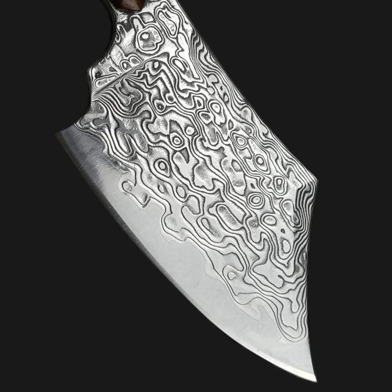 Couteau bushcraft damas type hachette - ForgeOrigine