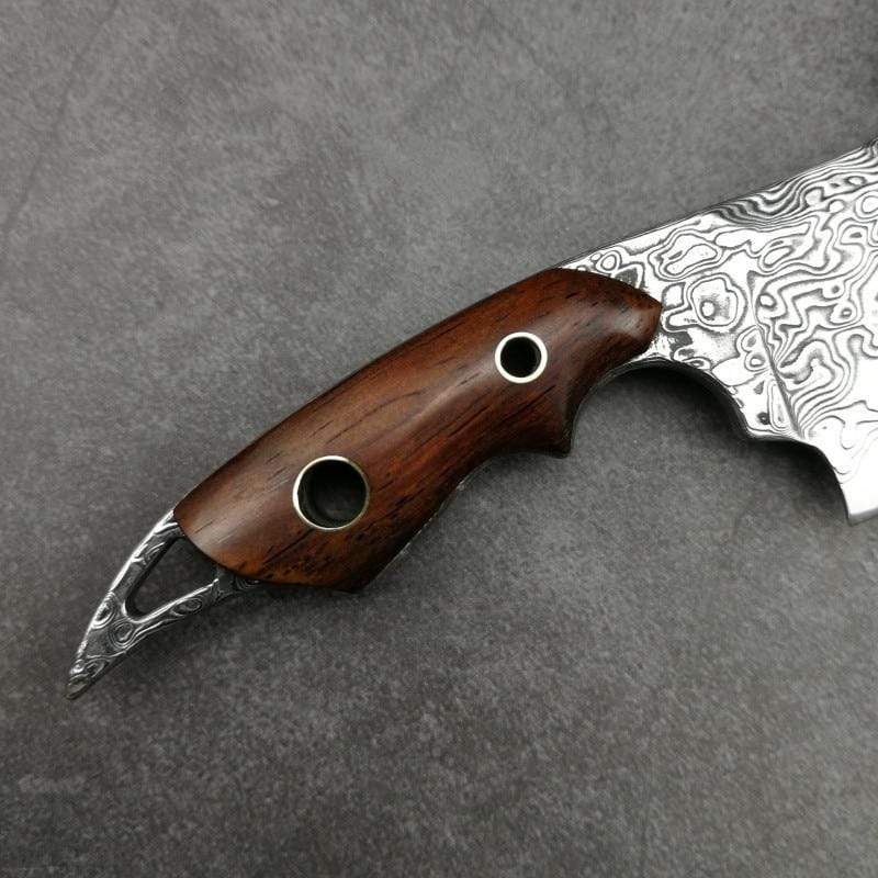 Couteau bushcraft damas type hachette - ForgeOrigine