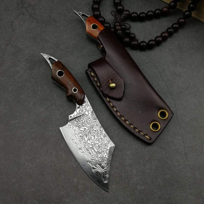 Couteau bushcraft damas type hachette - ForgeOrigine