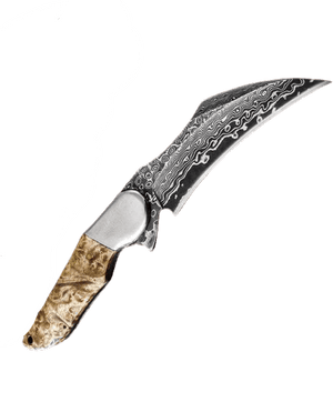 Couteau damas courbé tranchant - ForgeOrigine
