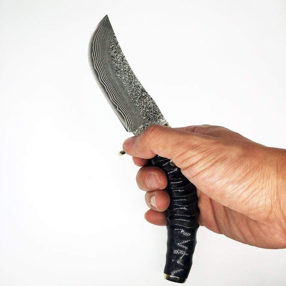 Couteau damas en corne - ForgeOrigine