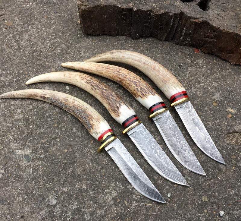 Couteau damas en corne - ForgeOrigine