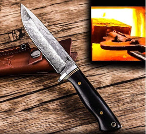 Couteau damas et manche en bois - ForgeOrigine