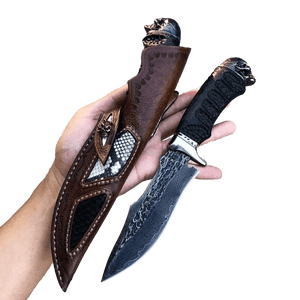 Couteau damas tête de mort - 103 couches - ForgeOrigine