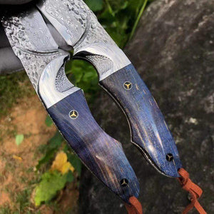 Couteau damassé bleu - ForgeOrigine
