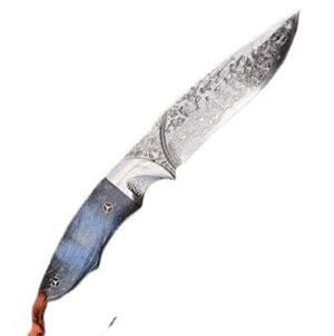 Couteau damassé bleu - ForgeOrigine