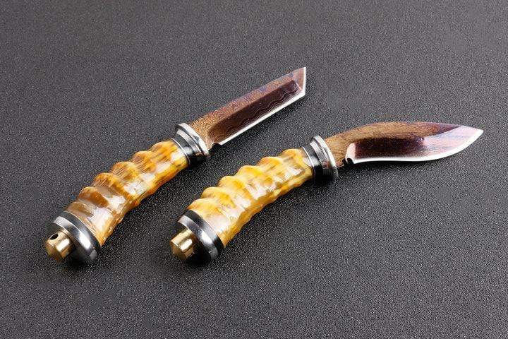 Couteau damassé en corne - ForgeOrigine