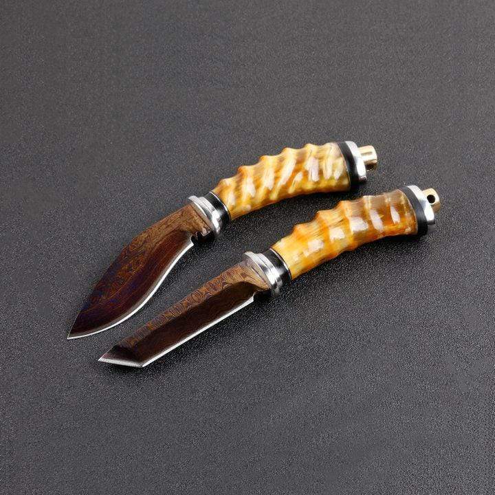 Couteau damassé en corne - ForgeOrigine