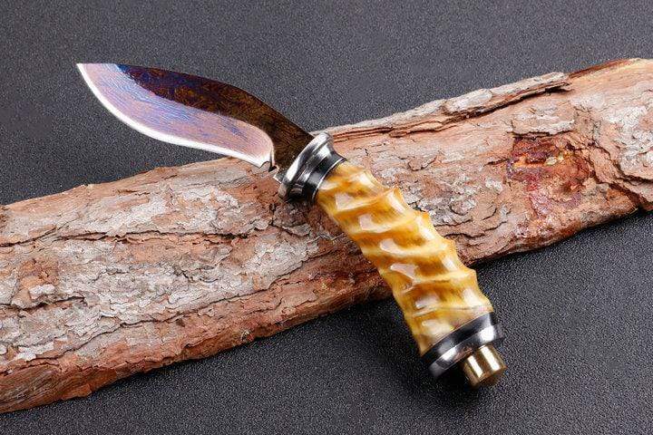 Couteau damassé en corne - ForgeOrigine
