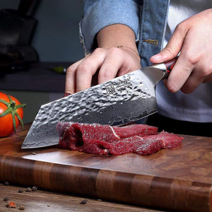 Couteau de cuisine à viande martelé - ForgeOrigine