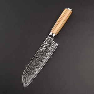 Couteau de cuisine damas du chef - Bois - ForgeOrigine