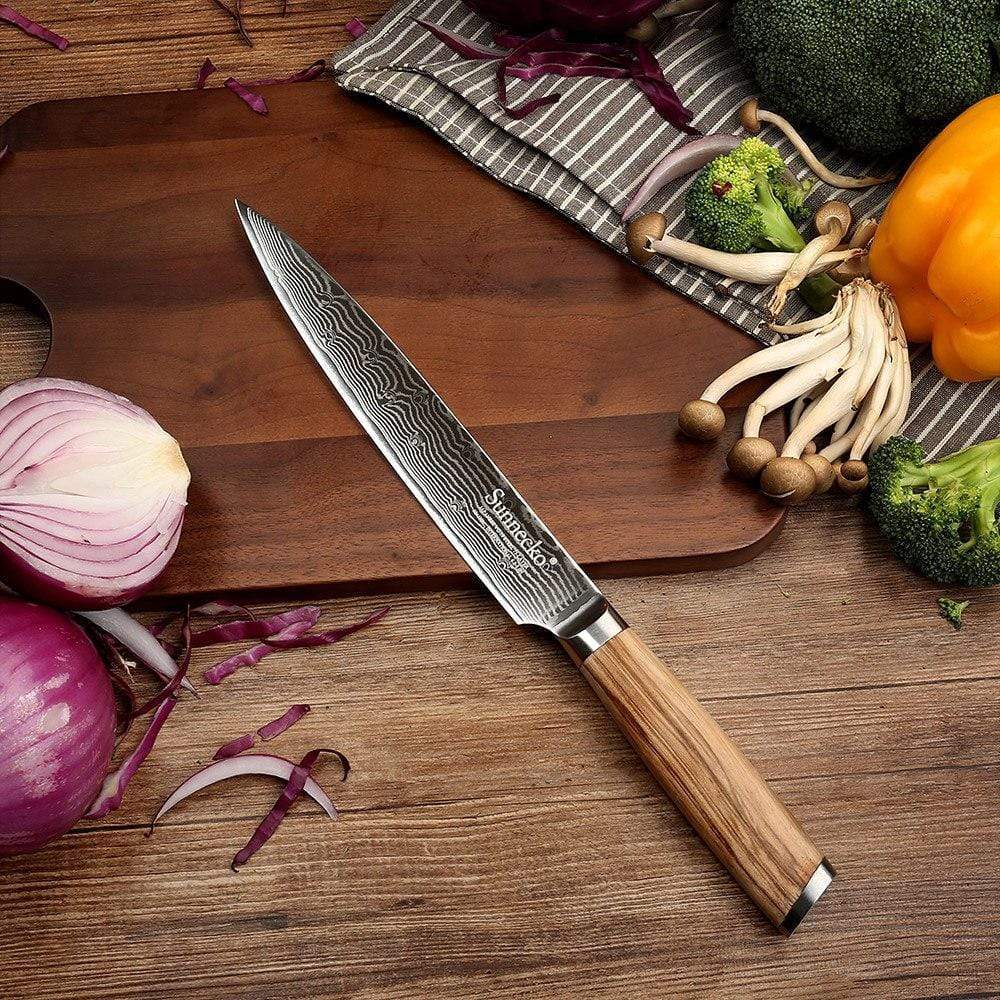 Couteau de cuisine damas pour fruit et légumes - Bois - ForgeOrigine