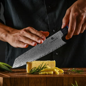 Couteau de cuisine en lame damas à légume - ForgeOrigine