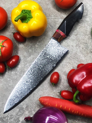 Couteau de cuisine lame damas à légume - ForgeOrigine