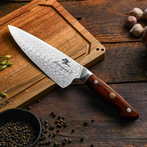 Couteau de cuisine lame en acier damas - ForgeOrigine