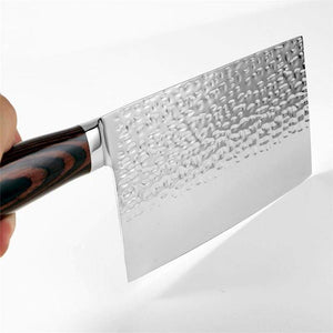 Couteau de cuisine large en acier damas - ForgeOrigine
