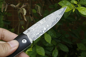 Couteau de poche damas noir - ForgeOrigine