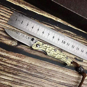 Couteau de poche de chasse damassé - ForgeOrigine