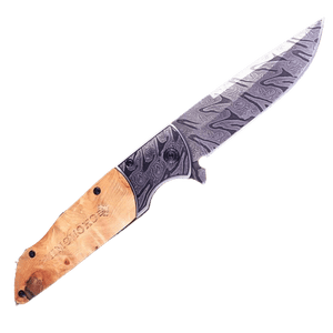 Couteau de poche dessiné damas - ForgeOrigine