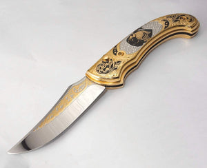 Couteau de poche doré - ForgeOrigine