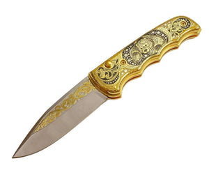 Couteau de poche doré - Ours - ForgeOrigine