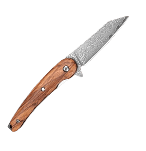 Couteau de poche emouture plate damas - ForgeOrigine