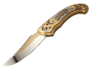 Couteau de poche en or - Leopard - ForgeOrigine