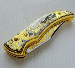 Couteau de poche en plaqué or - ForgeOrigine
