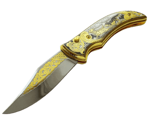 Couteau de poche en plaqué or - ForgeOrigine