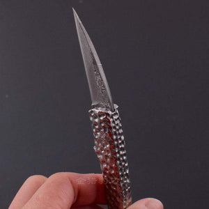 Couteau de poche martelé damassé - ForgeOrigine