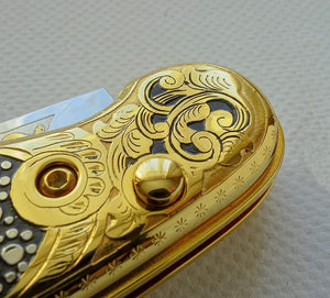 Couteau de poche Tigre en or - ForgeOrigine