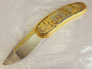 Couteau gravé en or - ForgeOrigine