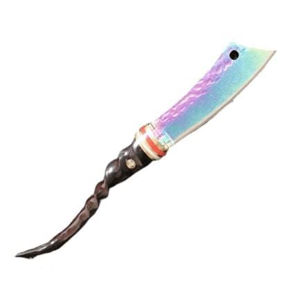 Couteau lame damas titane en corne fine - ForgeOrigine