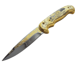 Couteau pliant en or - Tigre - ForgeOrigine