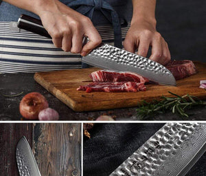Grand couteau de cuisine acier damas japonais - ForgeOrigine