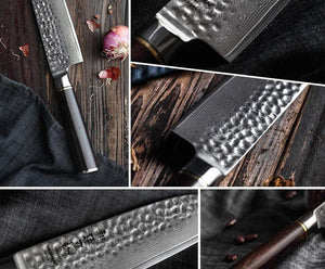 Grand couteau de cuisine acier damas japonais - ForgeOrigine