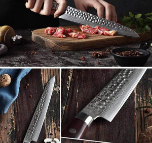 Long couteau japonais martelé damas - ForgeOrigine