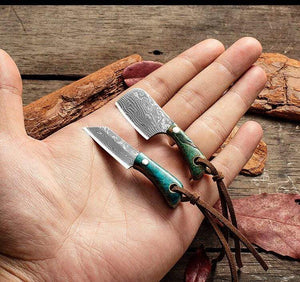 Mini couteau damas tranchant droit - ForgeOrigine