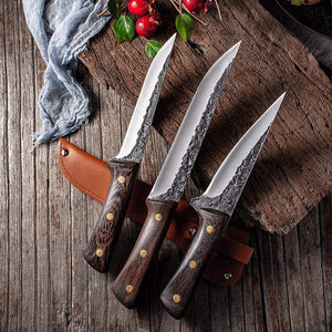 Set de 3 couteaux de cuisine bushcraft - ForgeOrigine